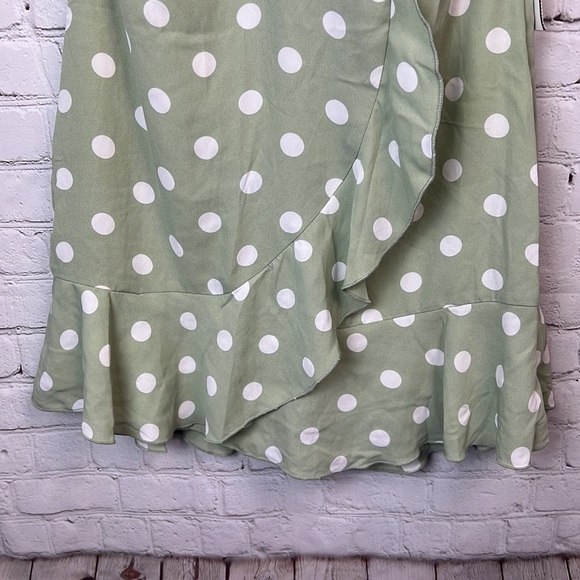 Teeze Me Sage Green & White Polka Dot Ruffle Halter Dress Juniors Size 9/10 & 13 - Picture 5 of 7